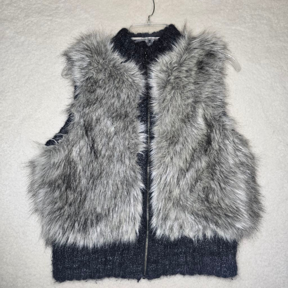 Women's Ann Taylor LOFT Gray Faux Fur Vest XSP